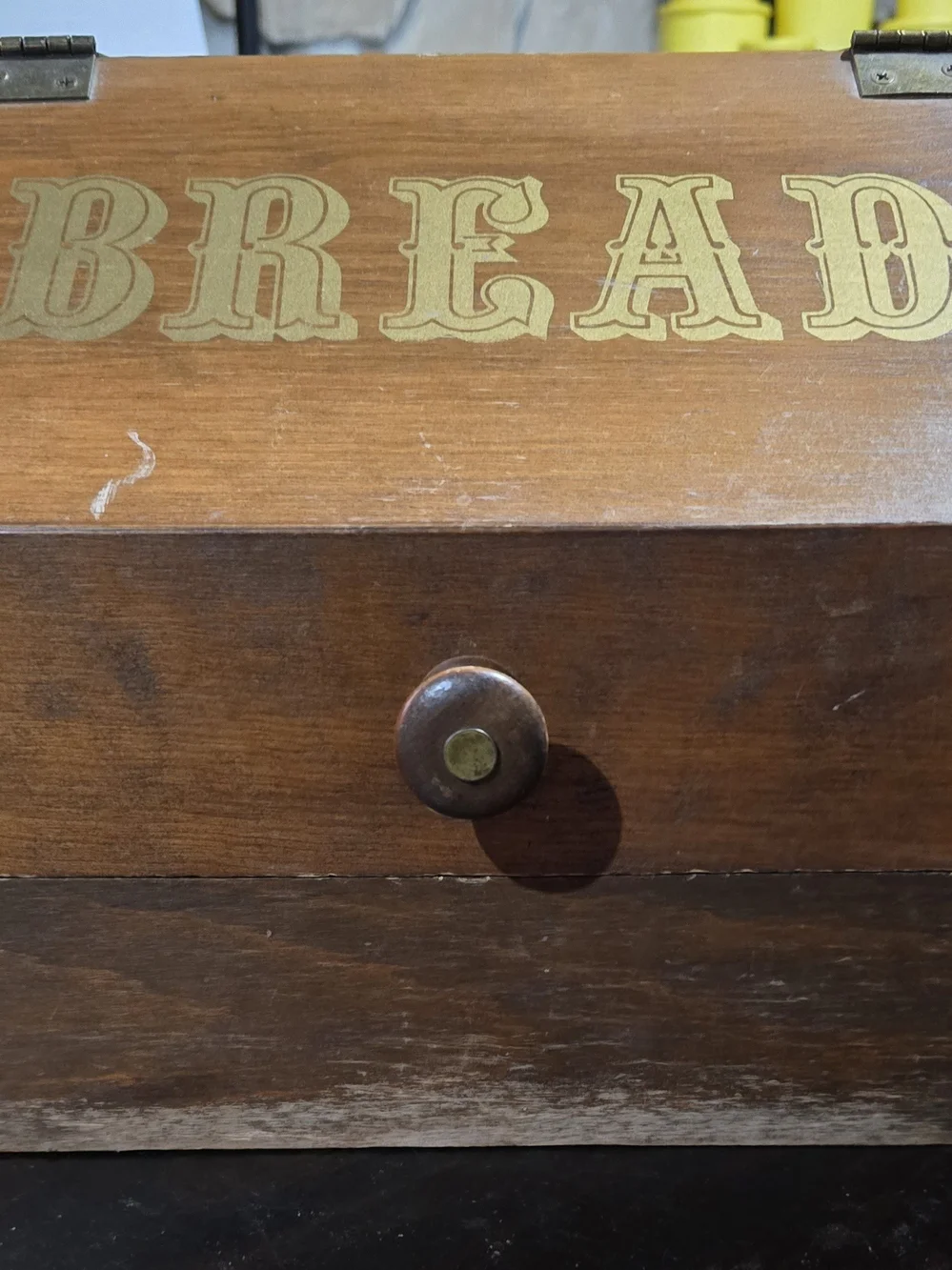 Vintage Wood Bread Box with Dark Brown Finish